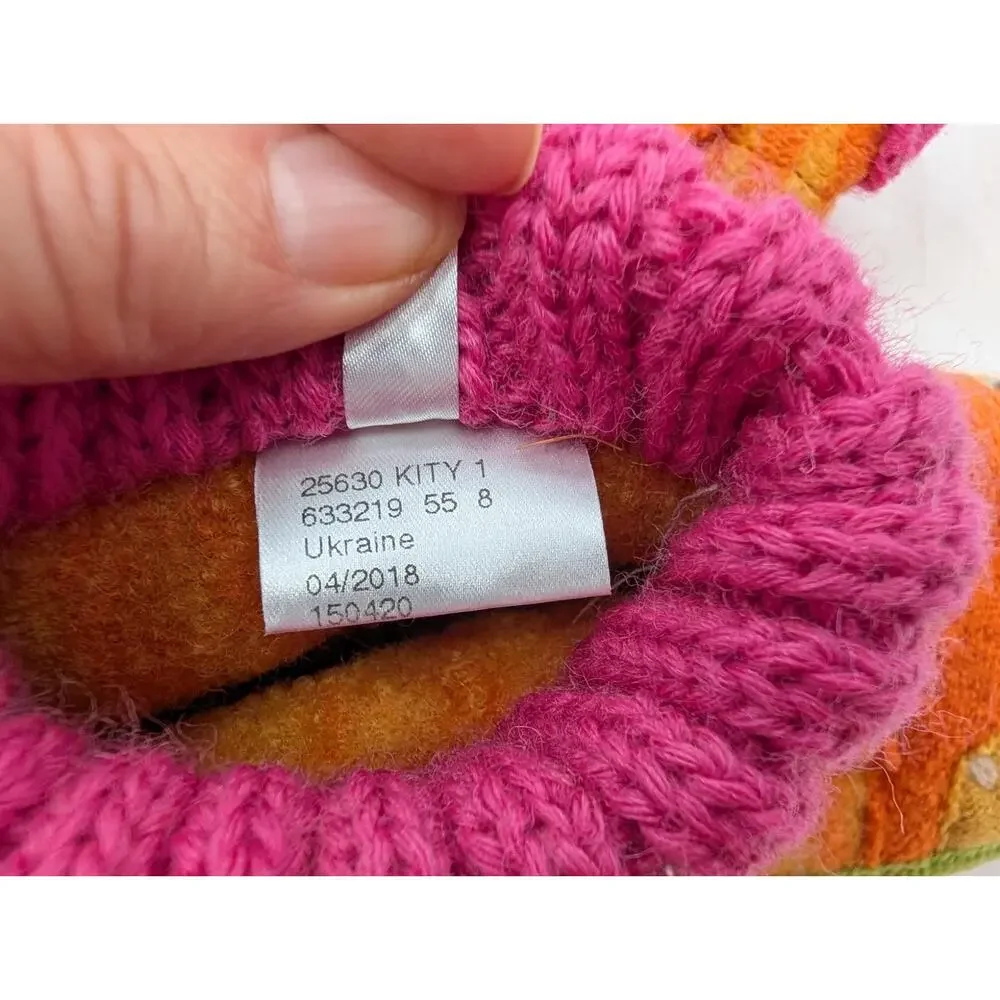 Garnet Hill 100% New Wool Cat Slipper Kid Size 1 Unique Warm Comfy Lounge Casual